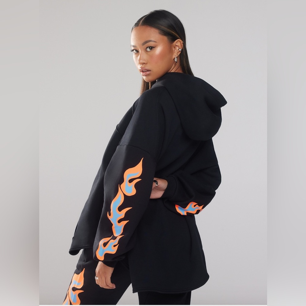 SAVAGE X FENTY Xssential Flames Hoodie, Size M, Color Black Caviar
